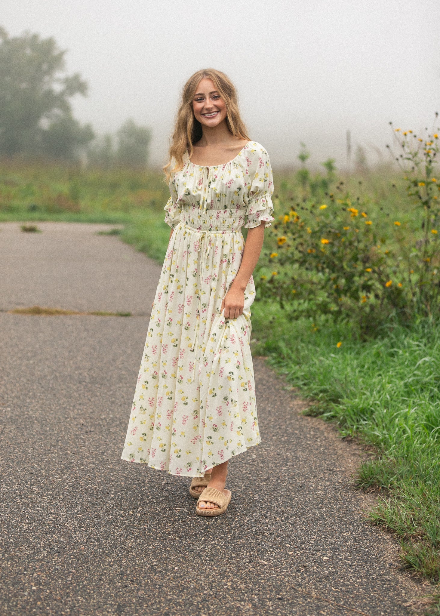 Celine Puff Sleeve Floral Maxi Dress - Two & Gathered