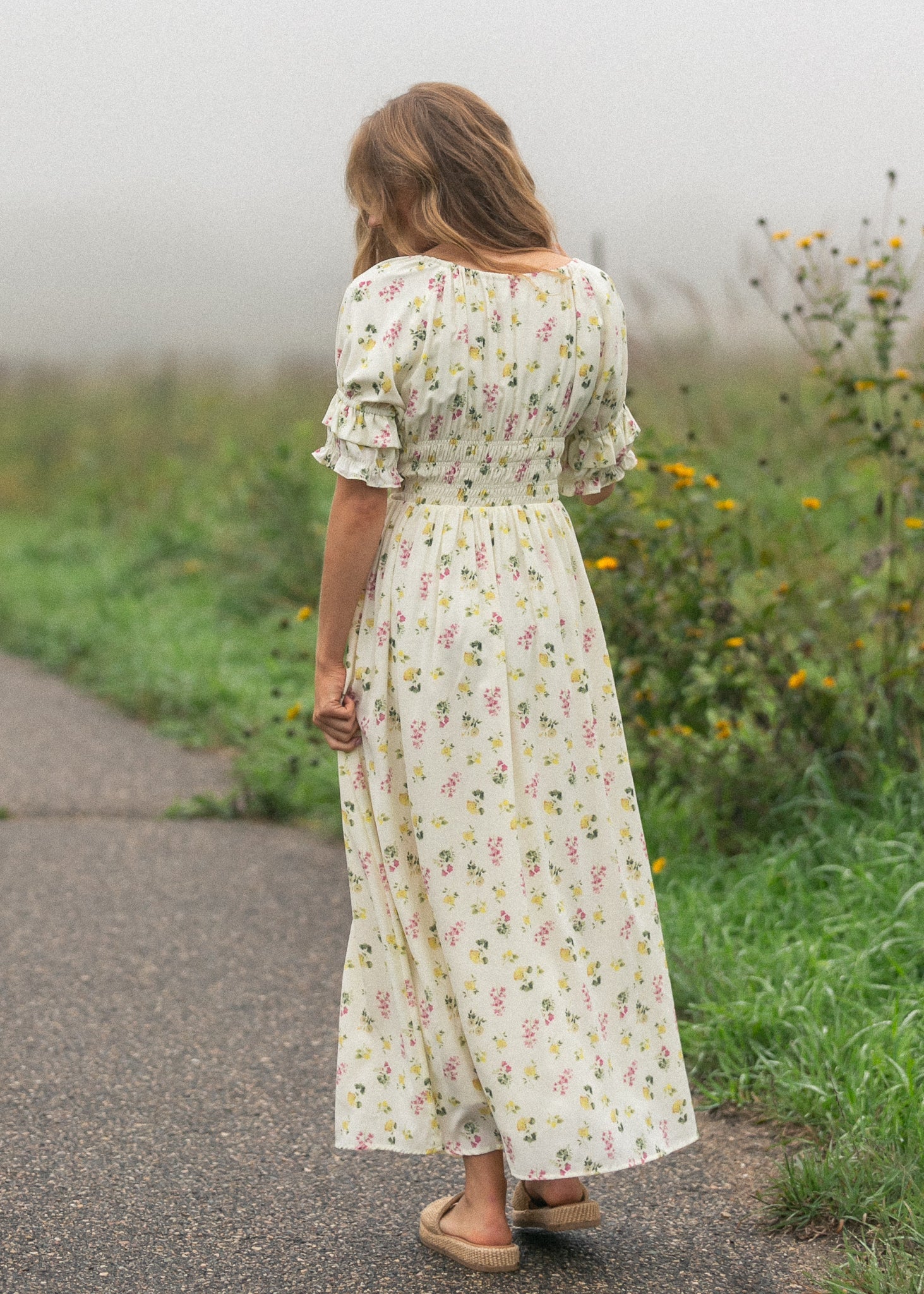 Celine Puff Sleeve Floral Maxi Dress - Two & Gathered