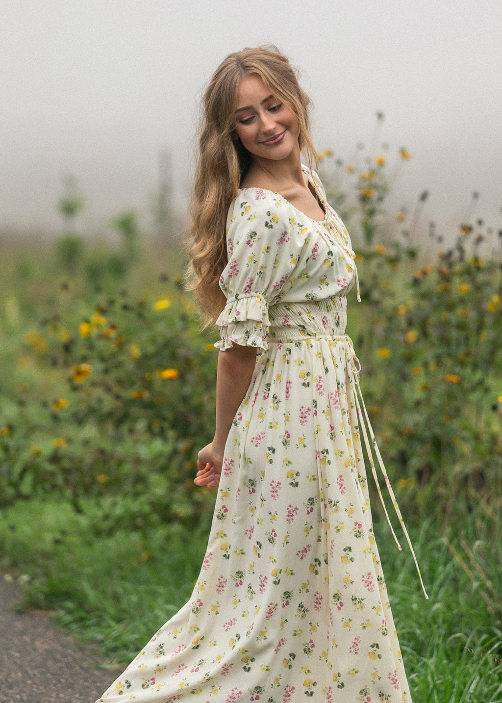 Celine Puff Sleeve Floral Maxi Dress - Two & Gathered
