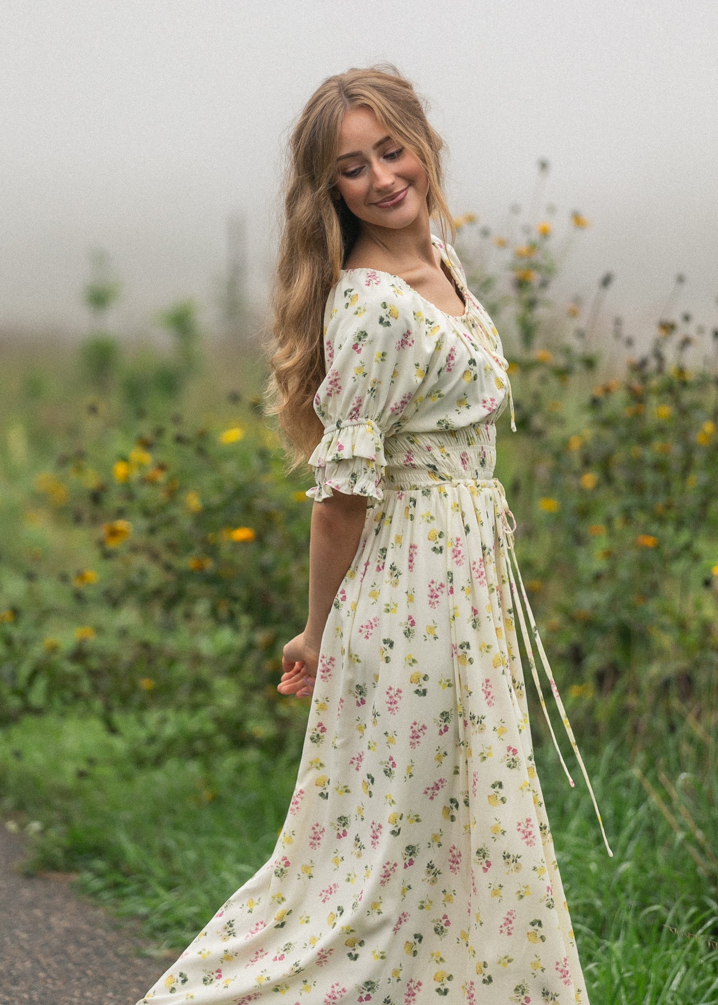 Celine Puff Sleeve Floral Maxi Dress - Two & Gathered