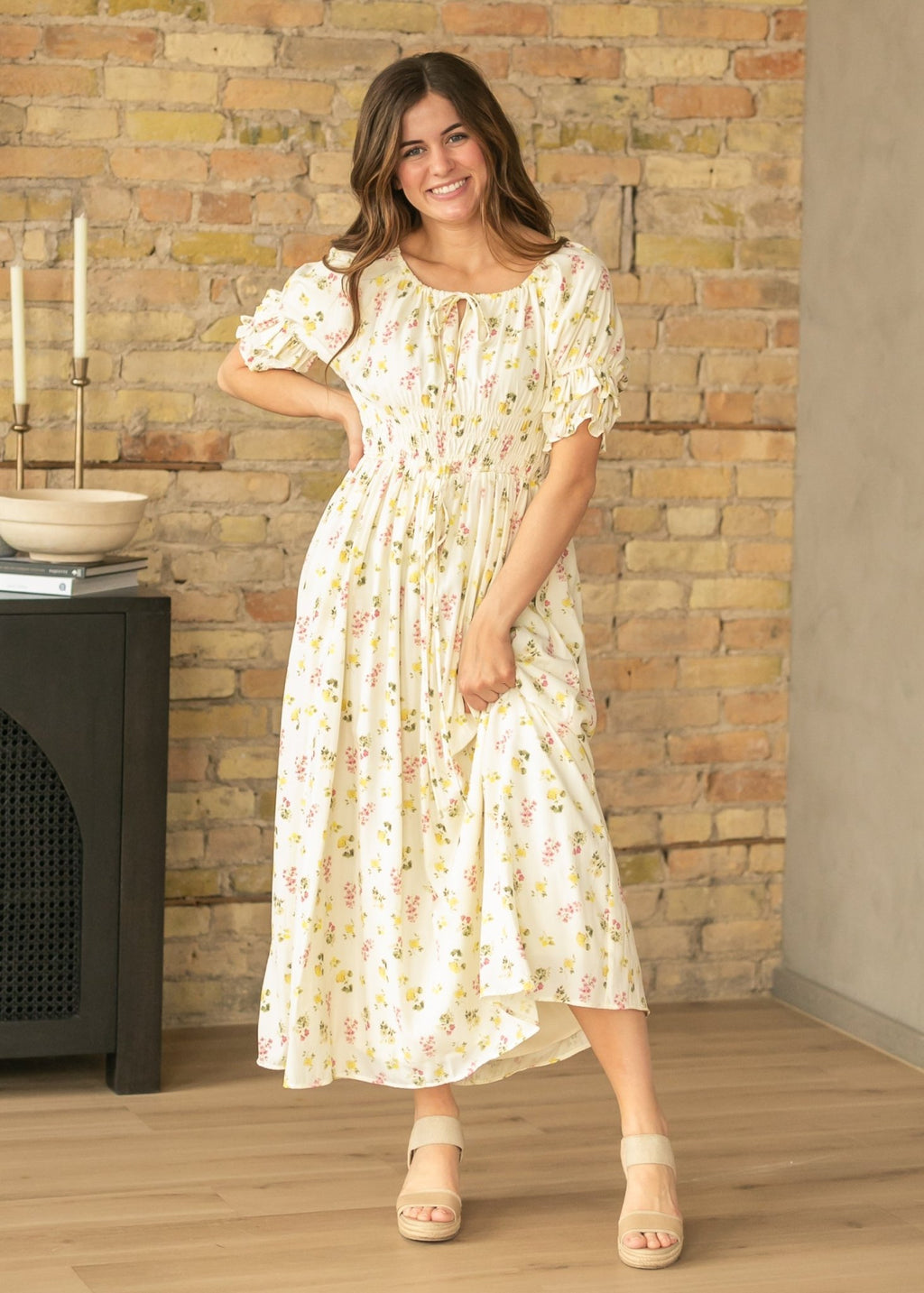 Celine Puff Sleeve Floral Maxi Dress - Two & Gathered
