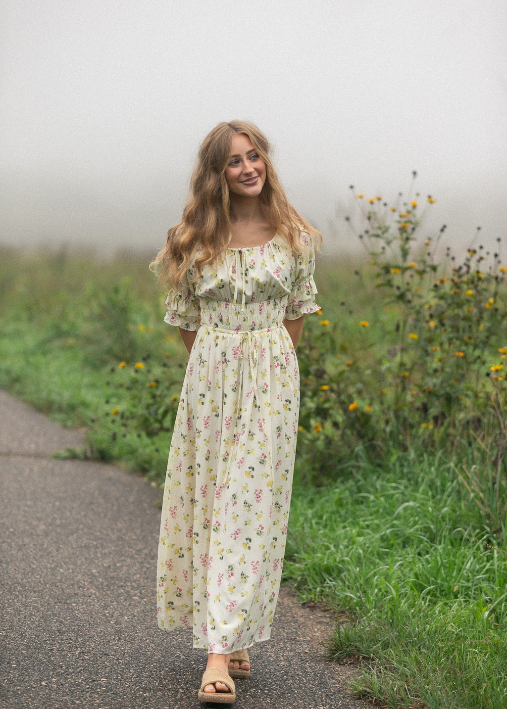 Celine Puff Sleeve Floral Maxi Dress - Two & Gathered
