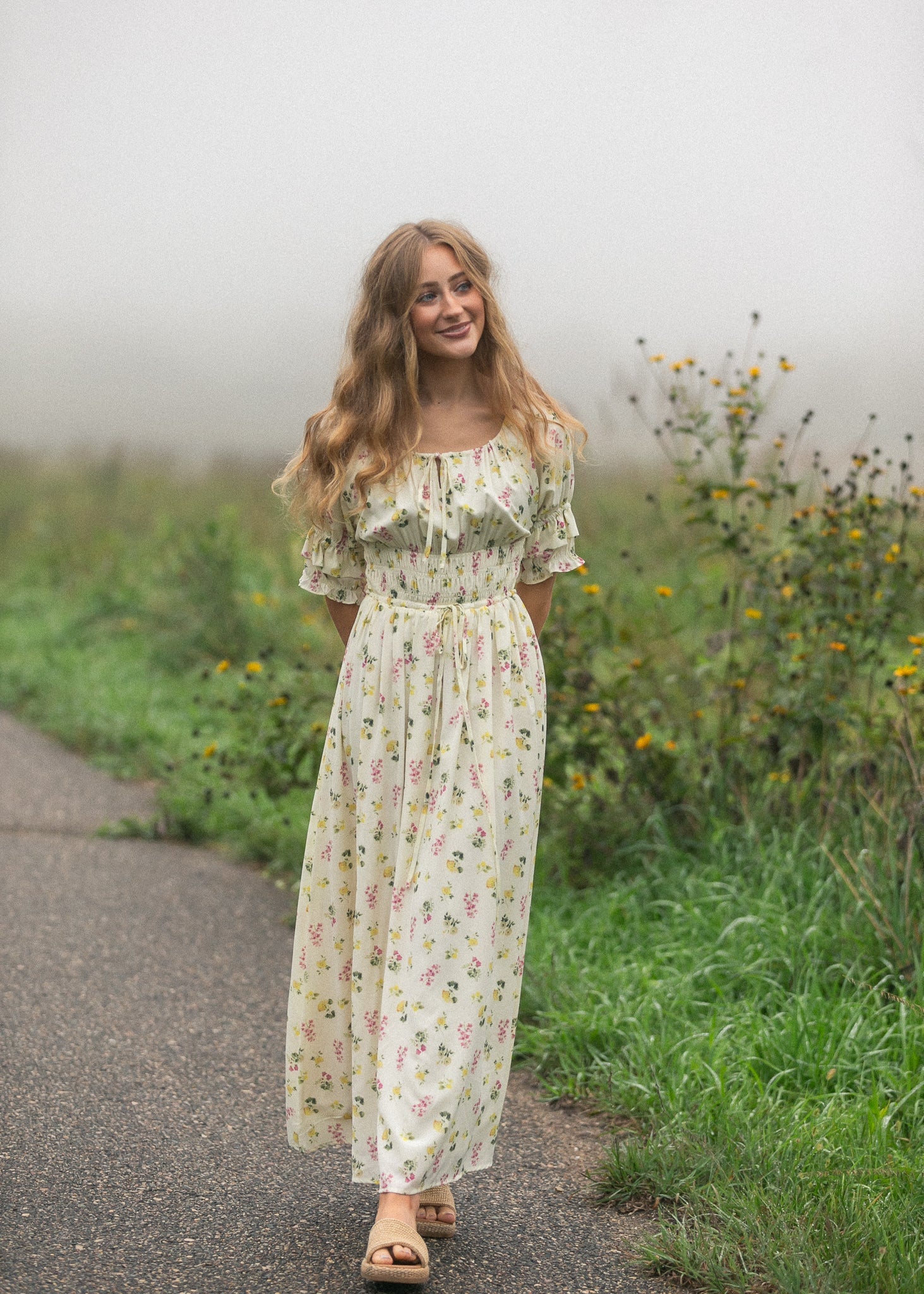 Celine Puff Sleeve Floral Maxi Dress - Two & Gathered
