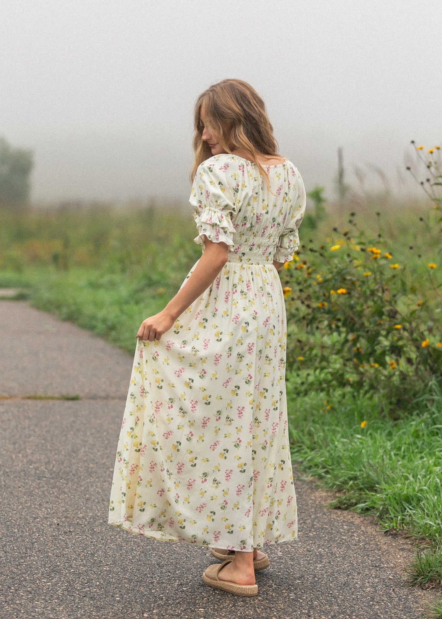 Celine Puff Sleeve Floral Maxi Dress - Two & Gathered