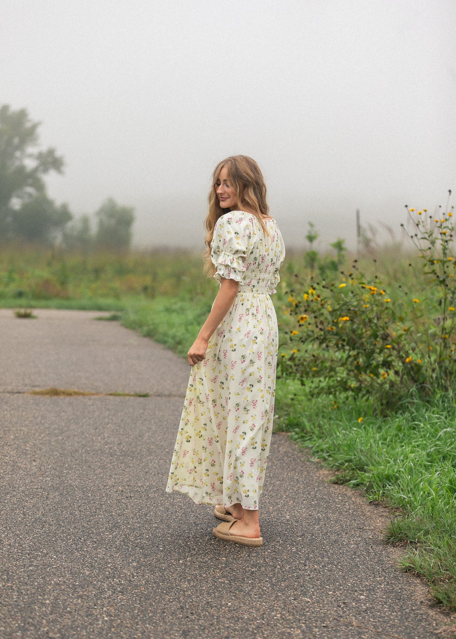 Celine Puff Sleeve Floral Maxi Dress - Two & Gathered