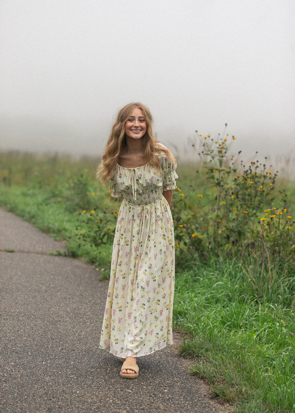 Celine Puff Sleeve Floral Maxi Dress - Two & Gathered