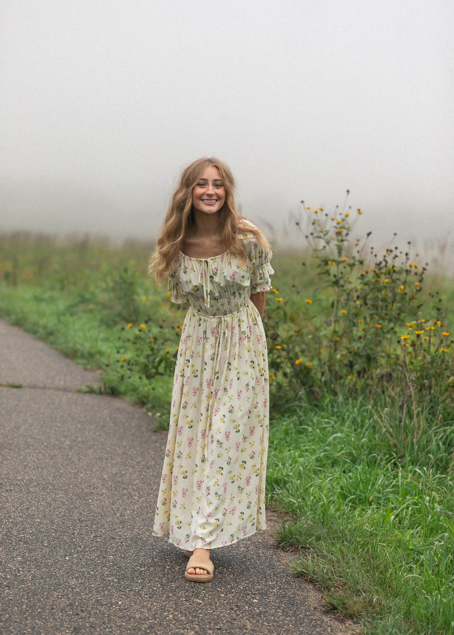 Celine Puff Sleeve Floral Maxi Dress - Two & Gathered