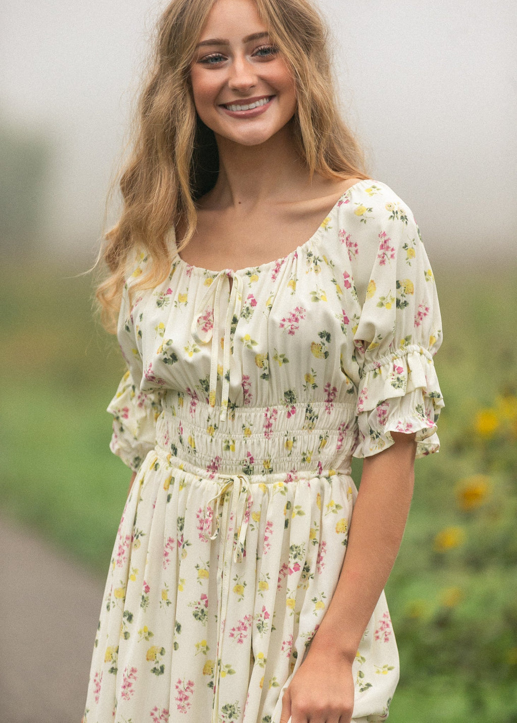 Celine Puff Sleeve Floral Maxi Dress - Two & Gathered