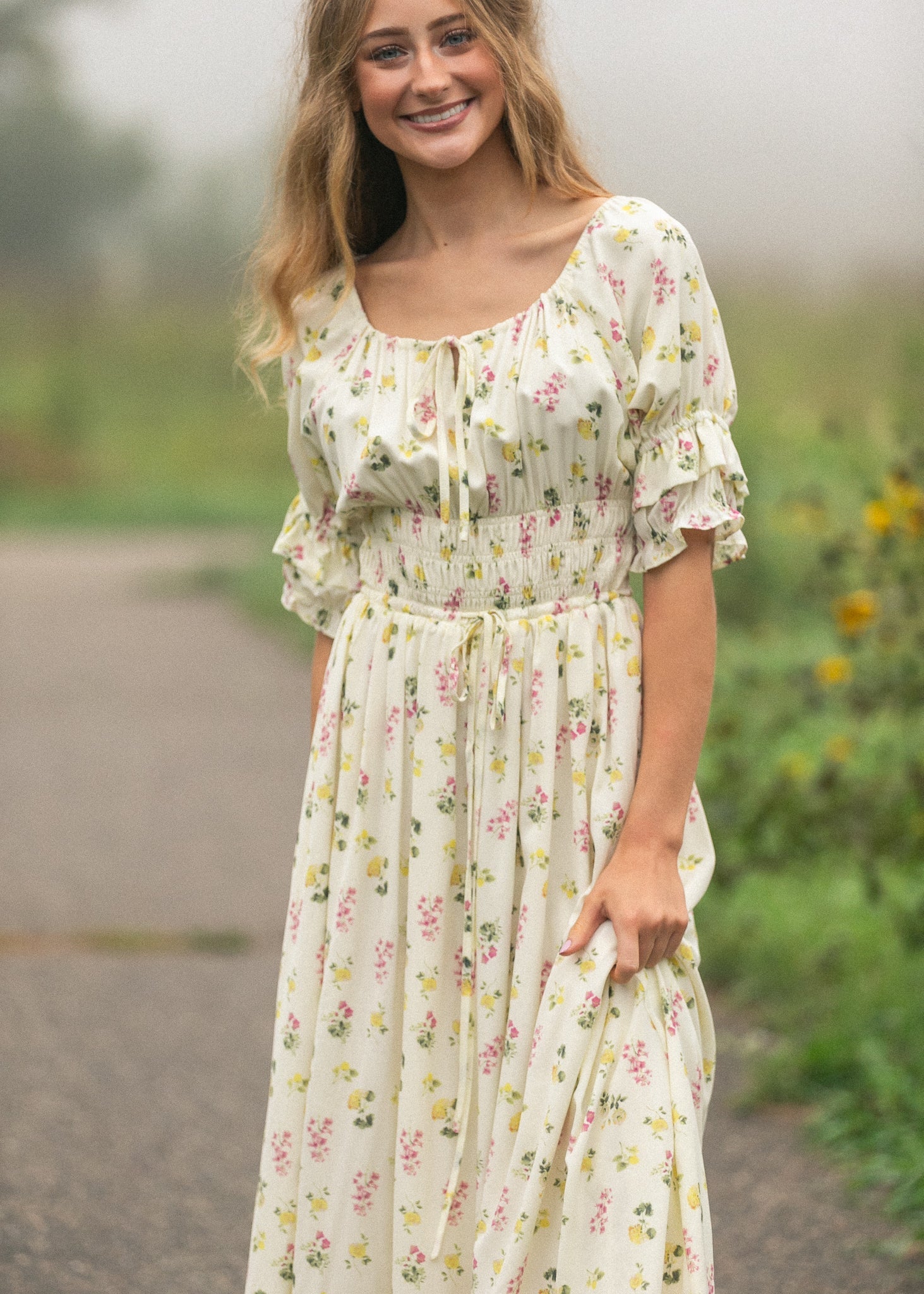 Celine Puff Sleeve Floral Maxi Dress - Two & Gathered