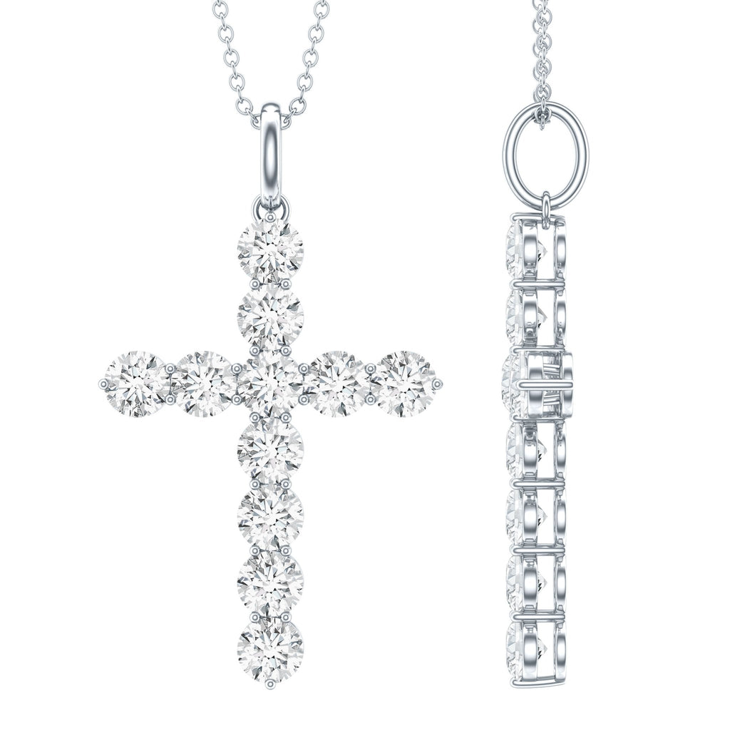 Certified Cubic Zirconia Christian Cross Necklace With Silver Chain - Two & Gathered
