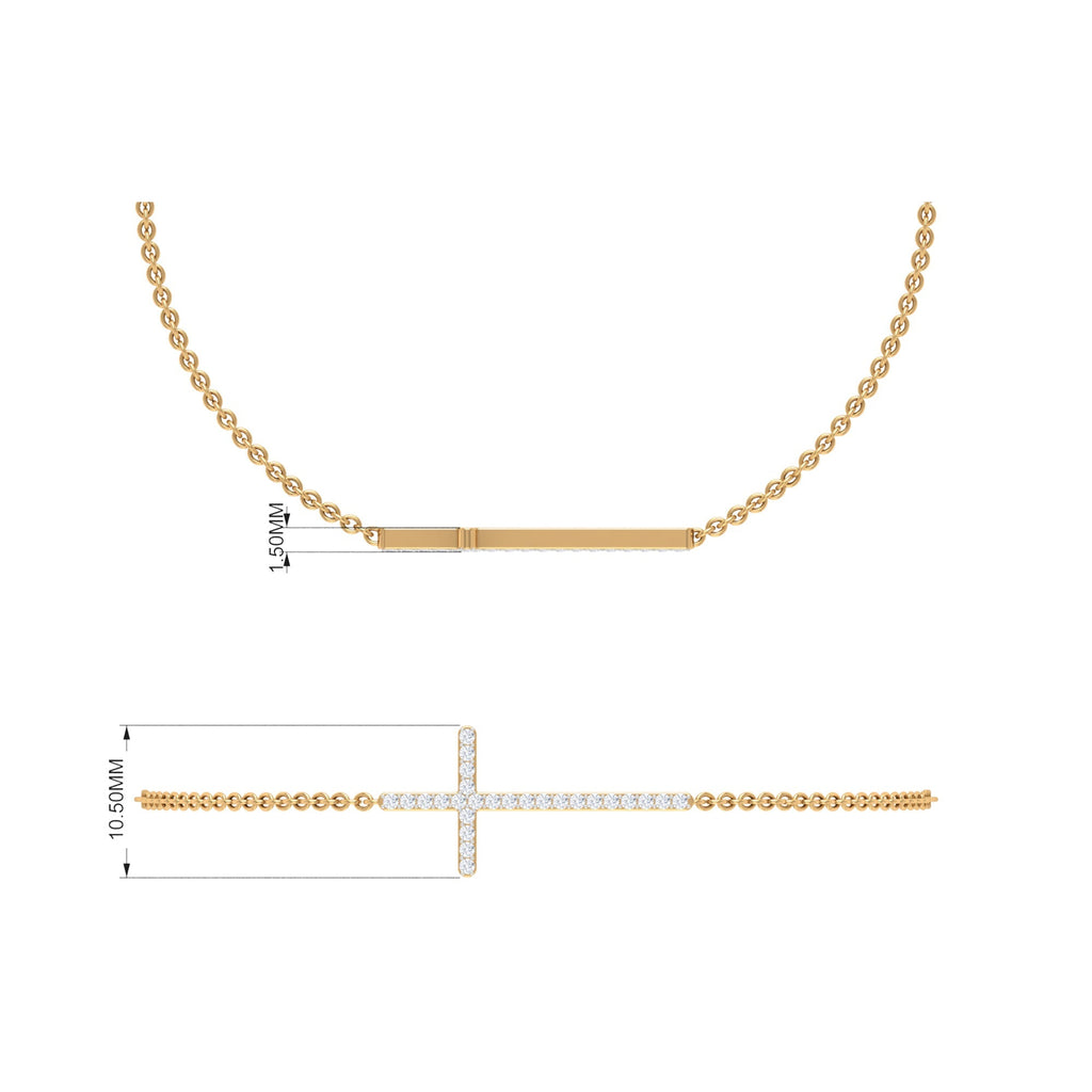 Certified Diamond Sideway Cross Bracelet - Two & Gathered