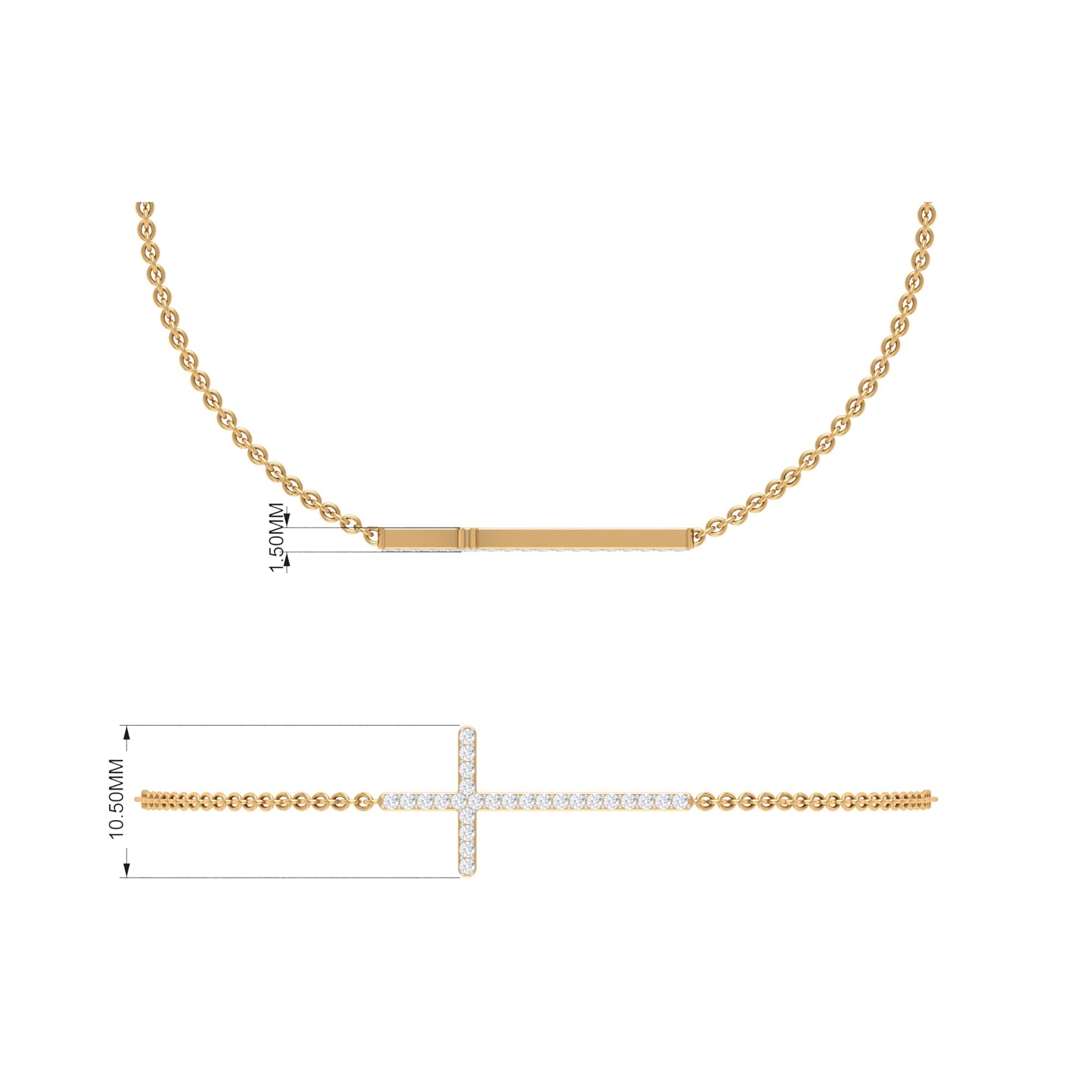 Certified Diamond Sideway Cross Bracelet - Two & Gathered