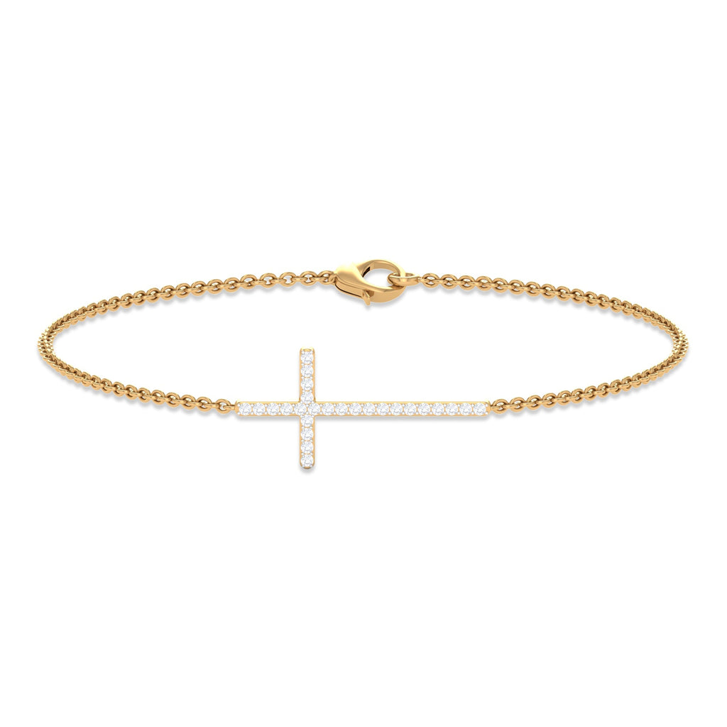 Certified Diamond Sideway Cross Bracelet - Two & Gathered