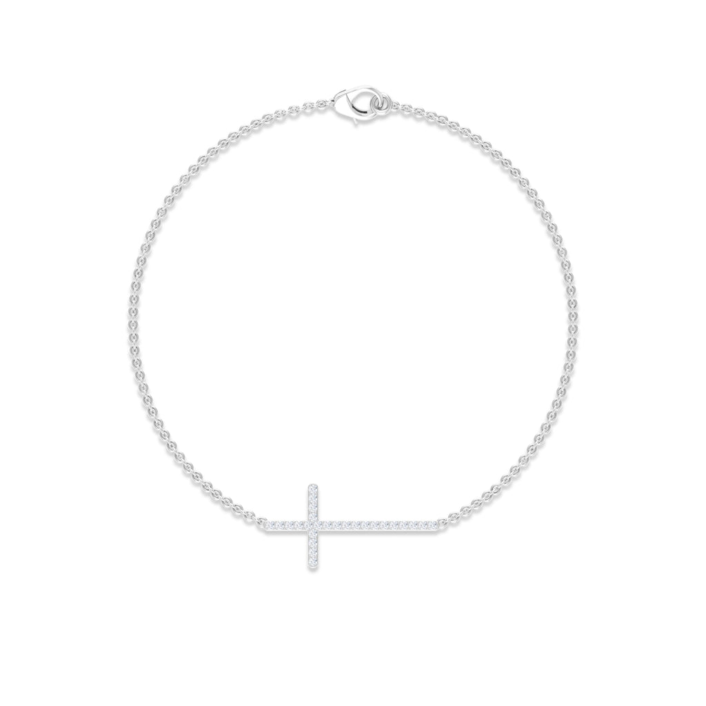 Certified Diamond Sideway Cross Bracelet - Two & Gathered
