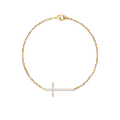 Certified Diamond Sideway Cross Bracelet - Two & Gathered