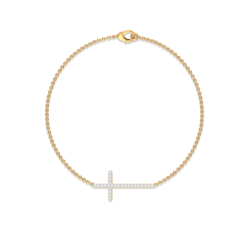 Certified Diamond Sideway Cross Bracelet - Two & Gathered