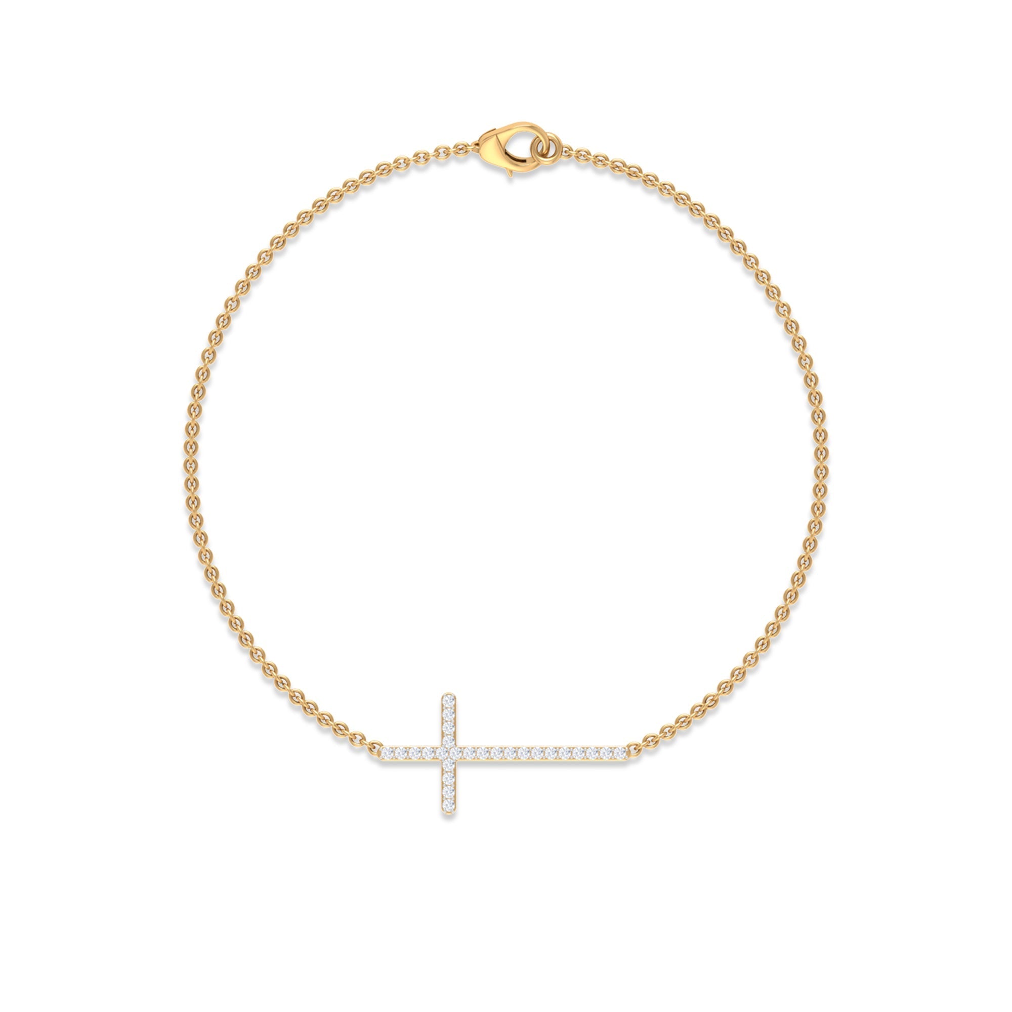 Certified Diamond Sideway Cross Bracelet - Two & Gathered