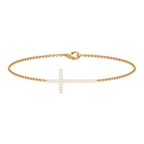 Certified Diamond Sideway Cross Bracelet - Two & Gathered