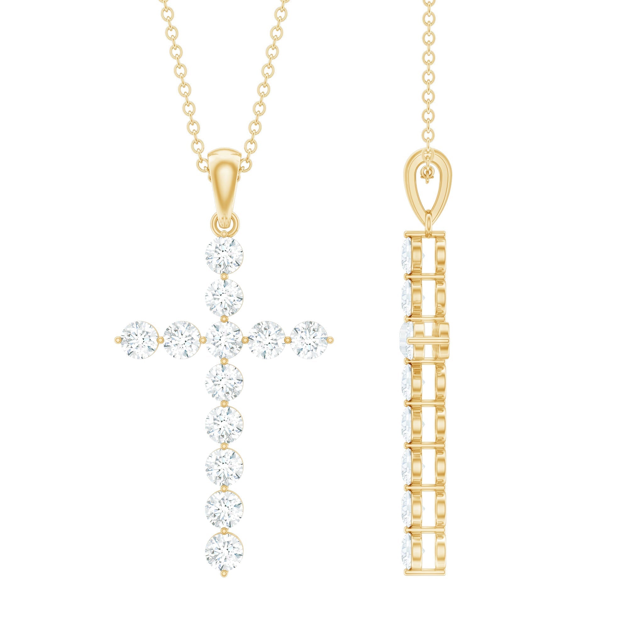 Certified Lab Grown Diamond Christian Cross Pendant - Two & Gathered