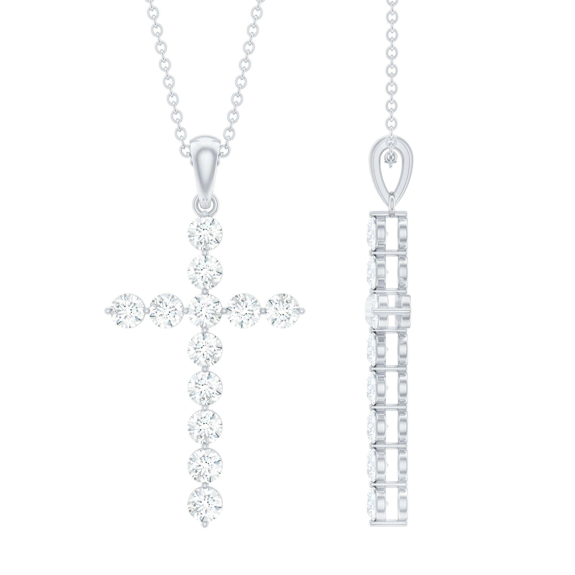 Certified Lab Grown Diamond Christian Cross Pendant - Two & Gathered