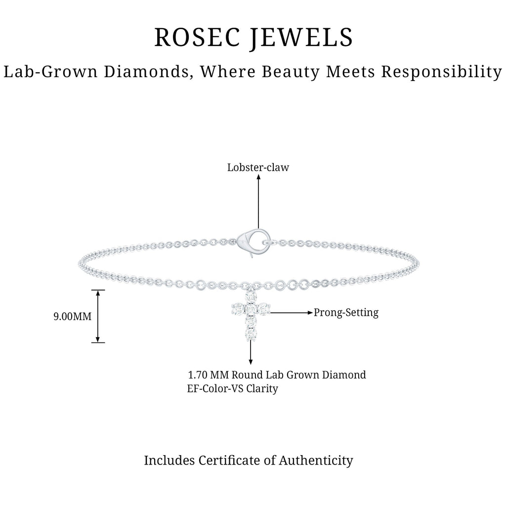 Certified Lab Grown Diamond Cross Bracelet - Two & Gathered