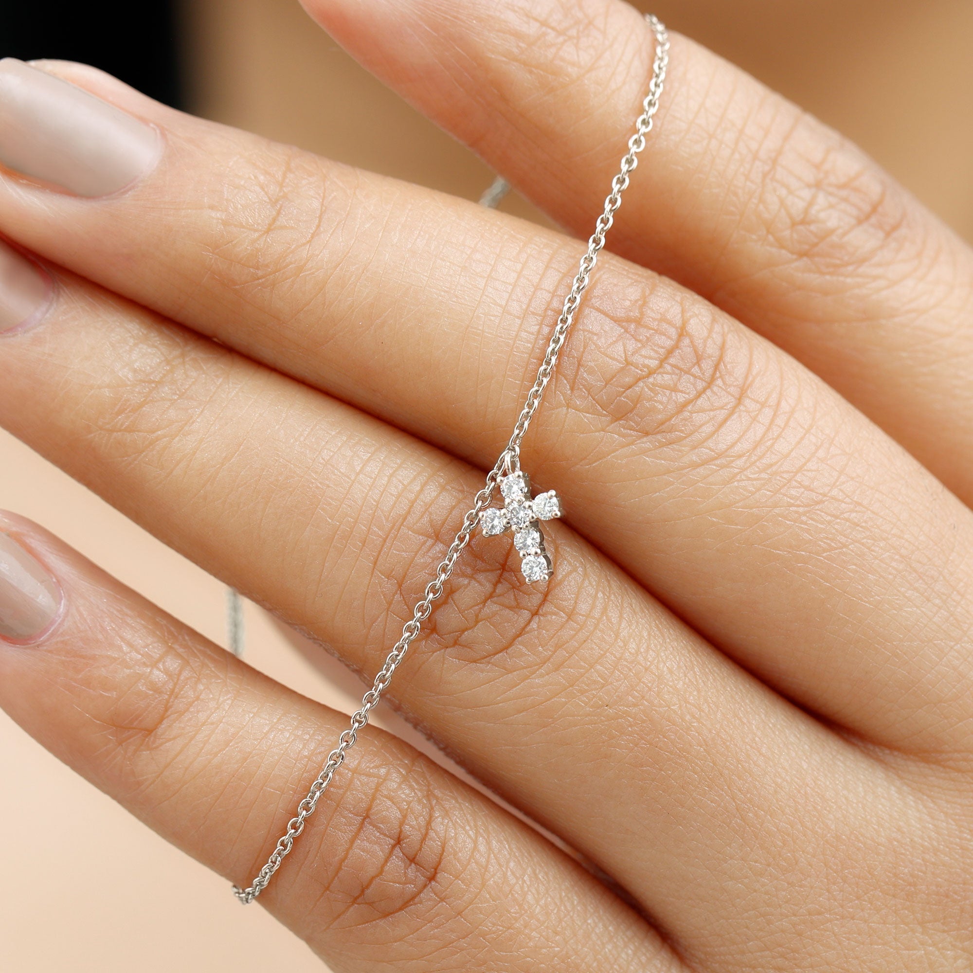 Certified Lab Grown Diamond Cross Bracelet - Two & Gathered