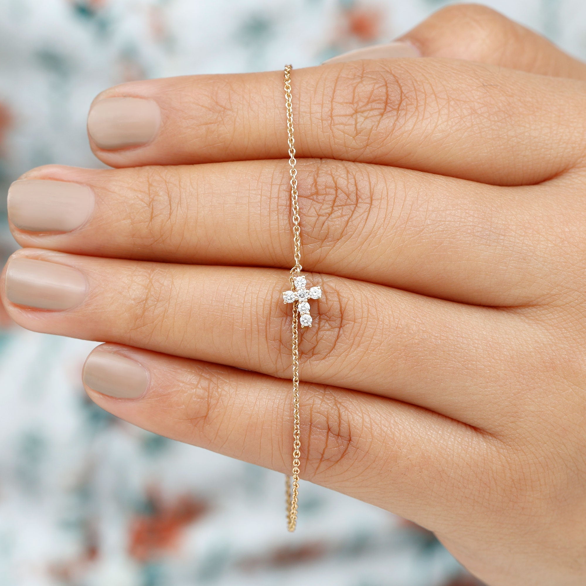 Certified Lab Grown Diamond Cross Bracelet - Two & Gathered