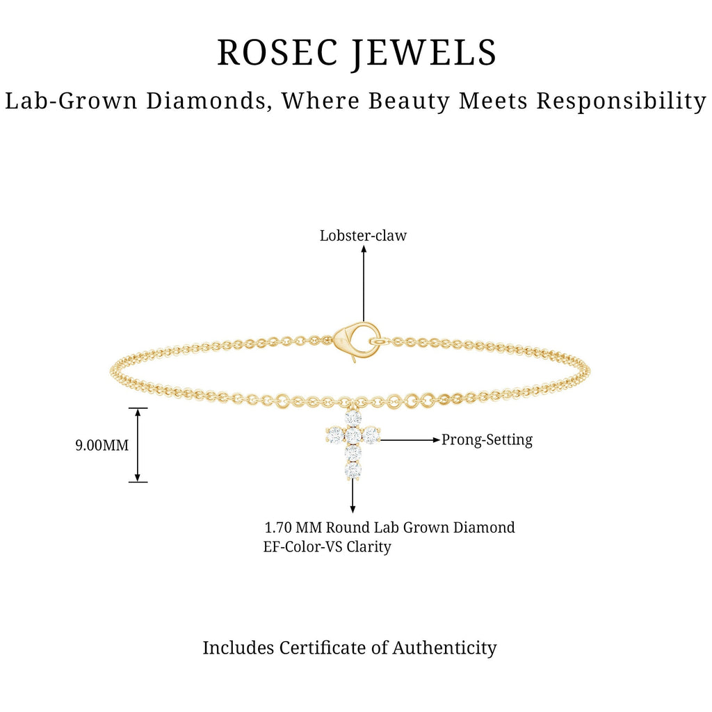Certified Lab Grown Diamond Cross Bracelet - Two & Gathered