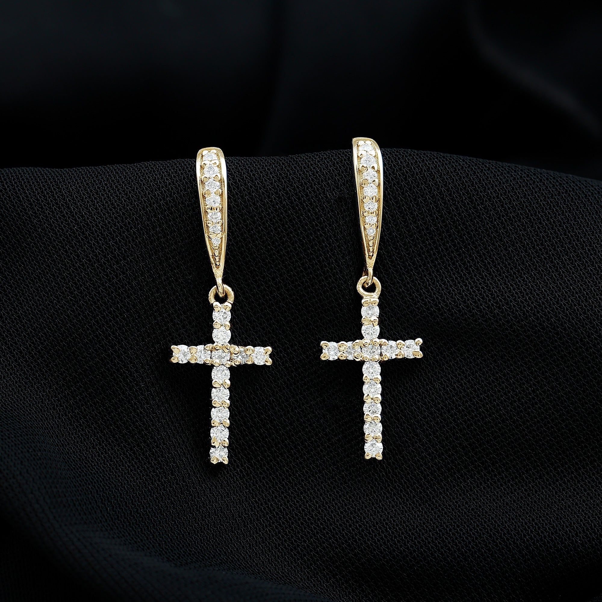Certified Lab Grown Diamond Cross Fish Hook Earrings - Two & Gathered
