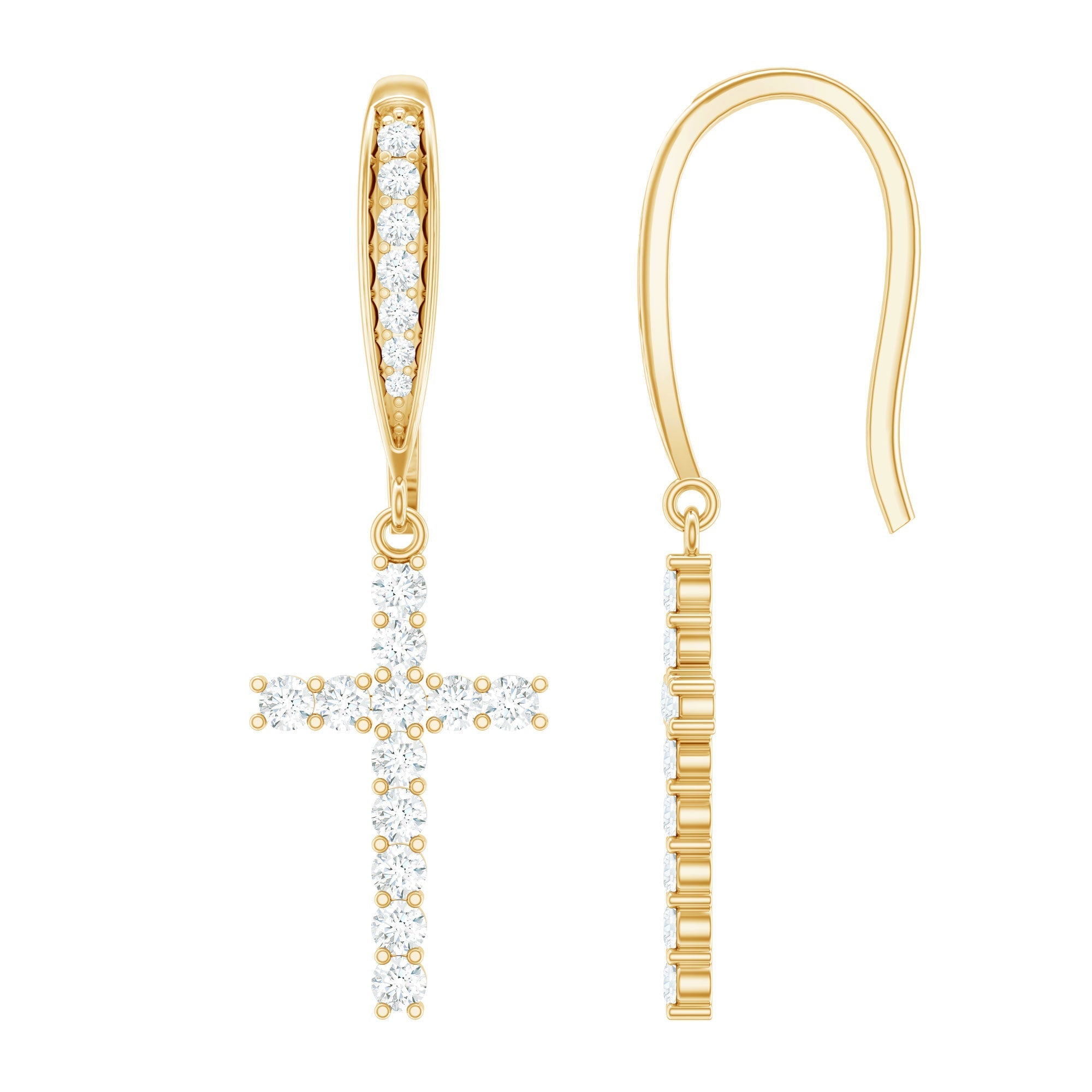 Certified Lab Grown Diamond Cross Fish Hook Earrings - Two & Gathered