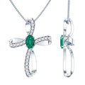 Certified Lab Grown Emerald Christian Cross Necklace With Silver Chain - Two & Gathered