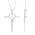 Certified Moissanite Catholic Cross Heart Necklace - Two & Gathered