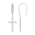 Certified Moissanite Cross Dangle Earrings in Sterling Silver - Two & Gathered