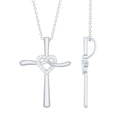 Certified Moissanite Cross Heart Pendant Necklace with Silver Chain - Two & Gathered