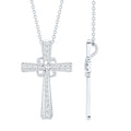 Certified Moissanite Cross Pendant with Silver Chain - Two & Gathered