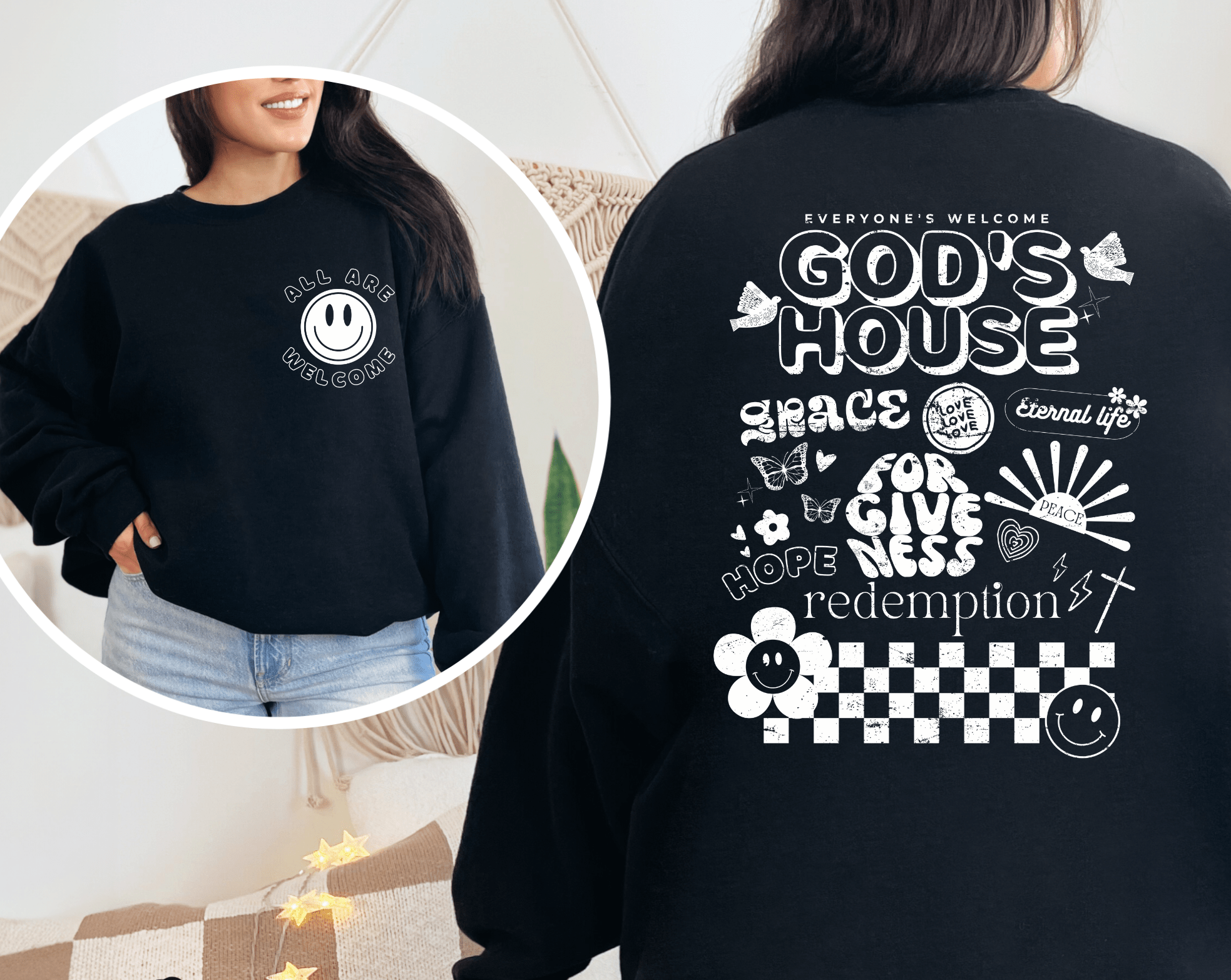 Christian Apparel - Gods House - Sweatshirt Style - Two & Gathered