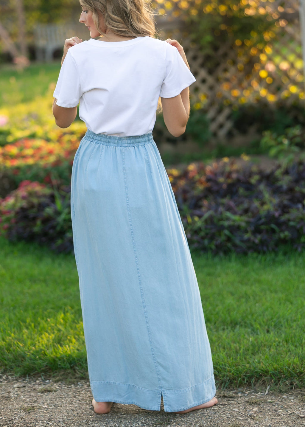 Cleo Chambray Tie Maxi Skirt - Two & Gathered
