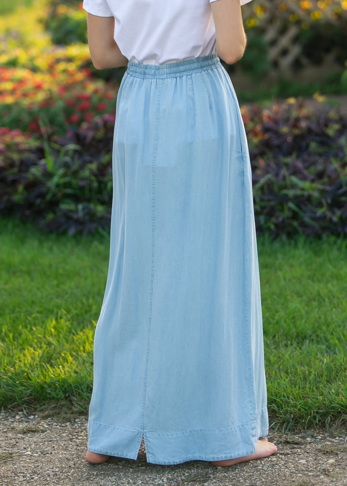 Cleo Chambray Tie Maxi Skirt - Two & Gathered