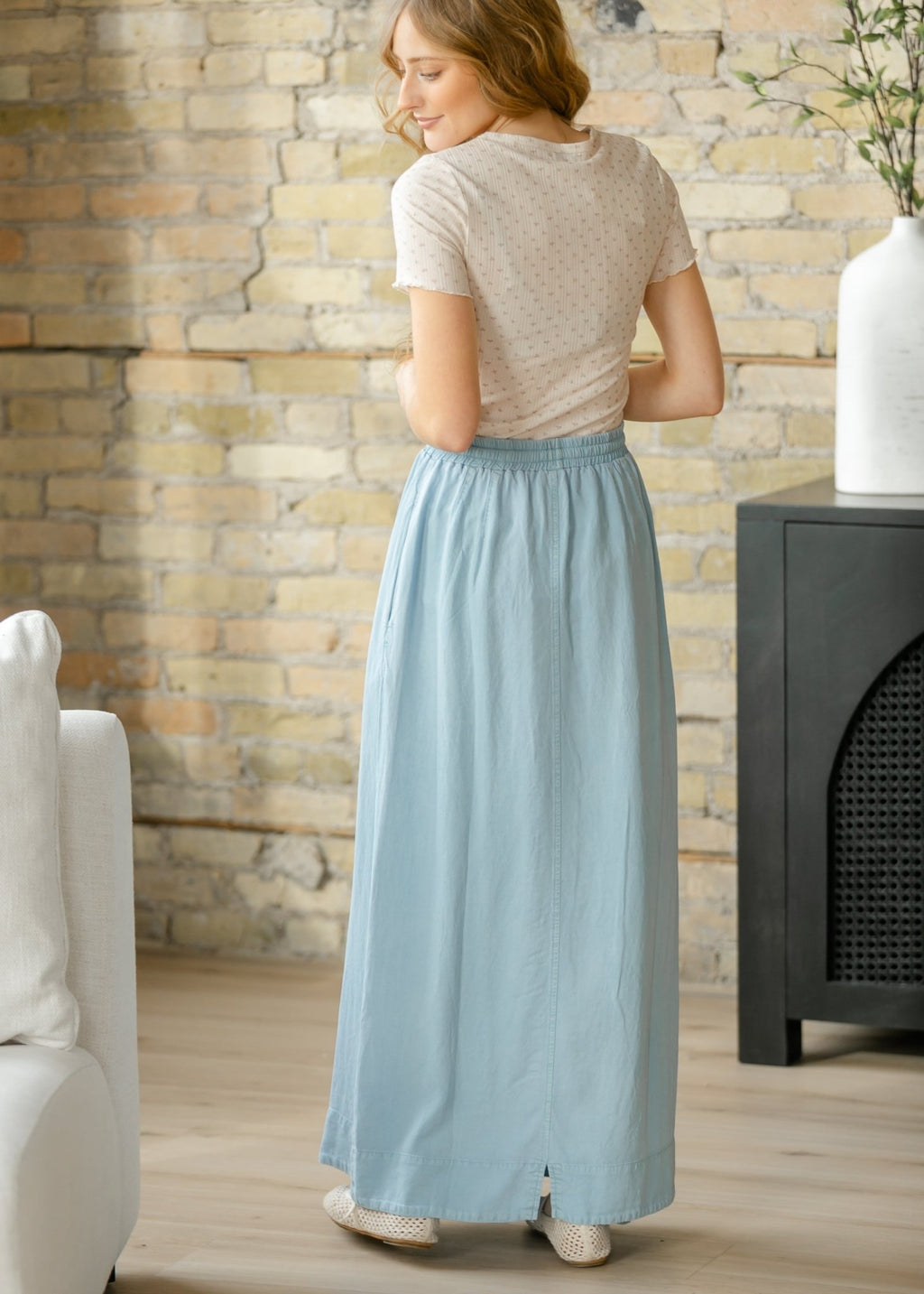 Cleo Chambray Tie Maxi Skirt - Two & Gathered