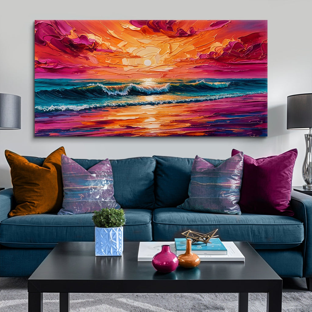 Coastal Sunset Impasto Wall Art - Two & Gathered