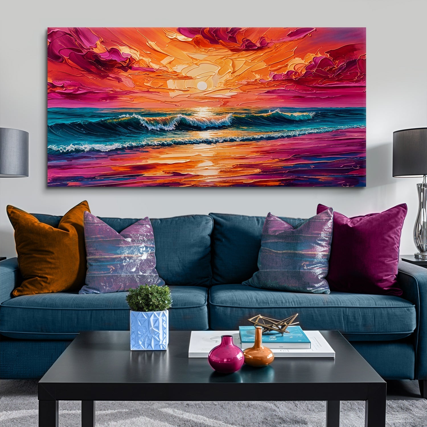 Coastal Sunset Impasto Wall Art - Two & Gathered