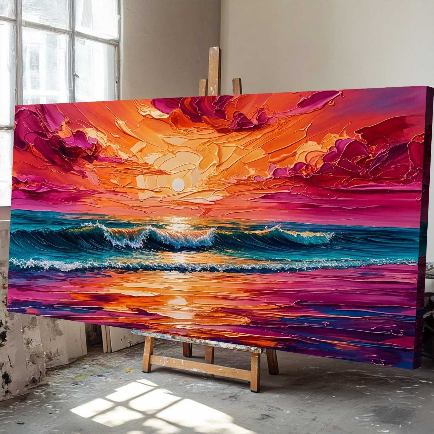 Coastal Sunset Impasto Wall Art - Two & Gathered