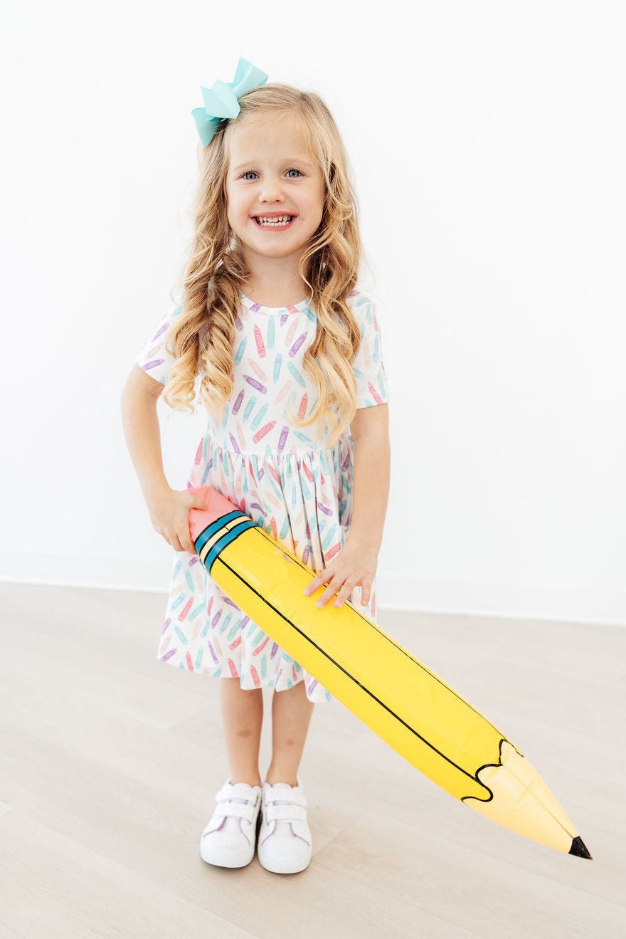 Color Crayons S/S Pocket Twirl Dress - Two & Gathered
