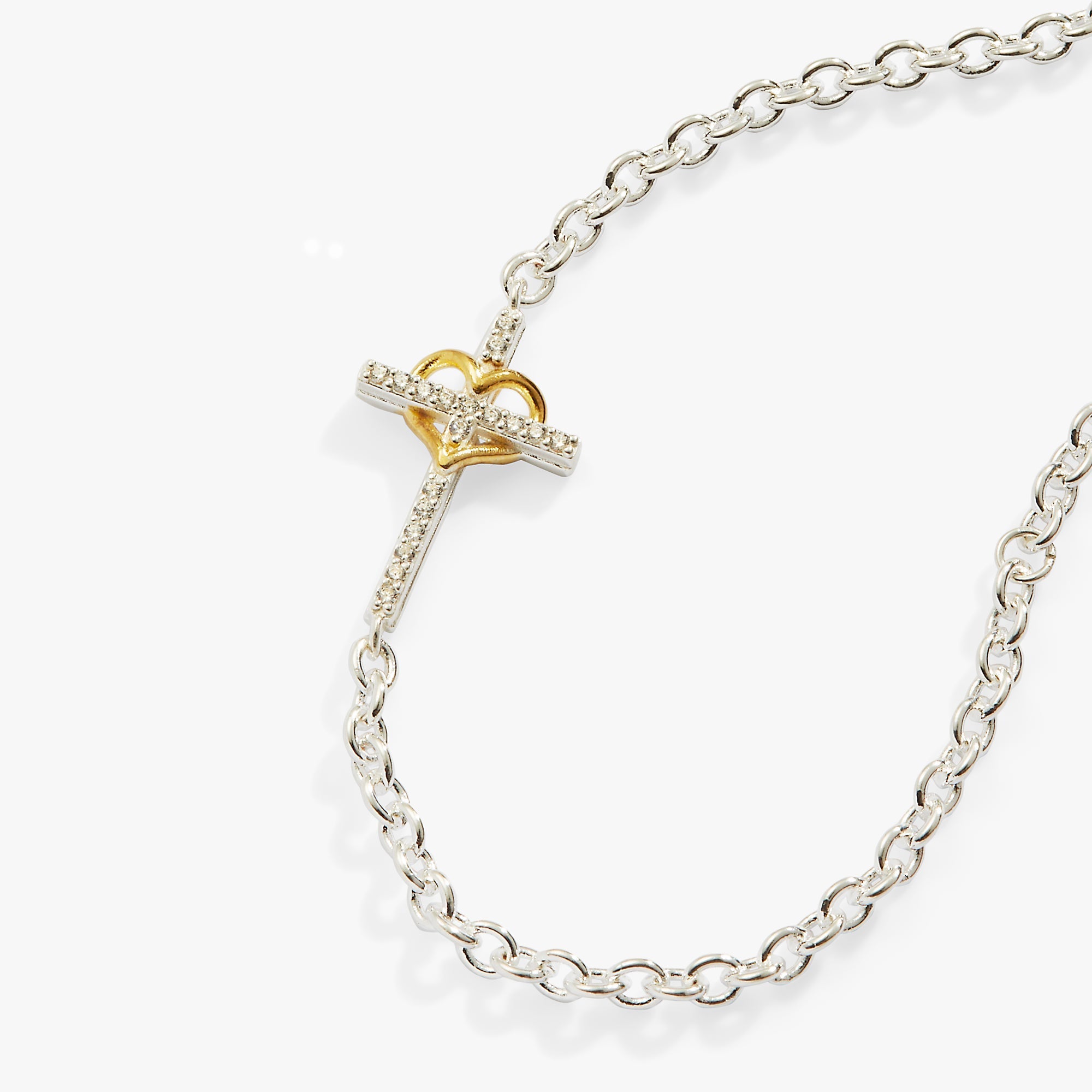 Cross And Heart Bracelet, Sterling Silver - Two & Gathered