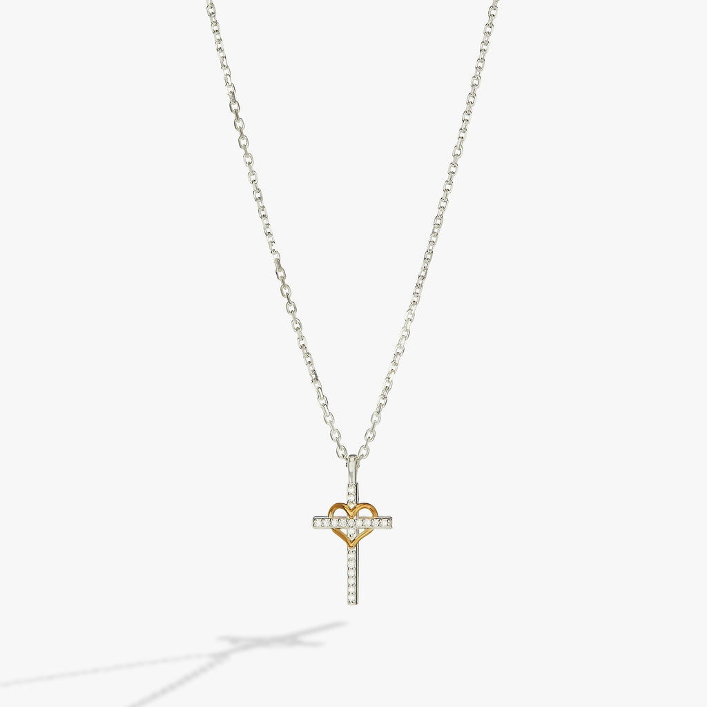 Cross And Heart Necklace, Sterling Silver - Two & Gathered