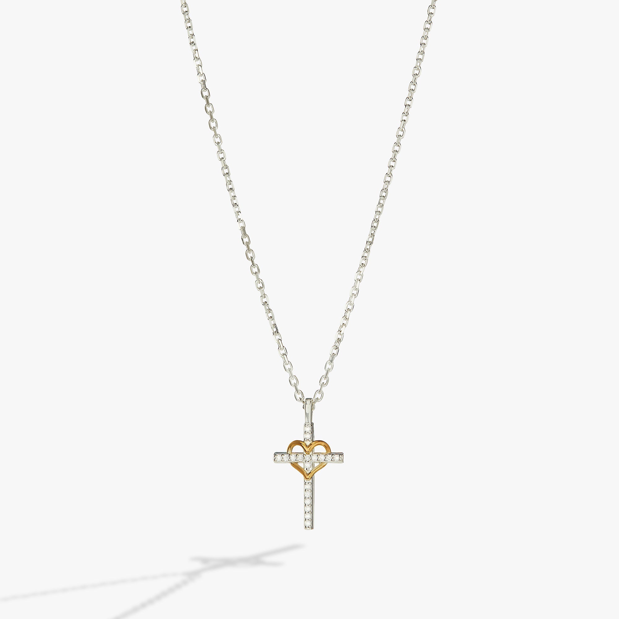 Cross And Heart Necklace, Sterling Silver - Two & Gathered