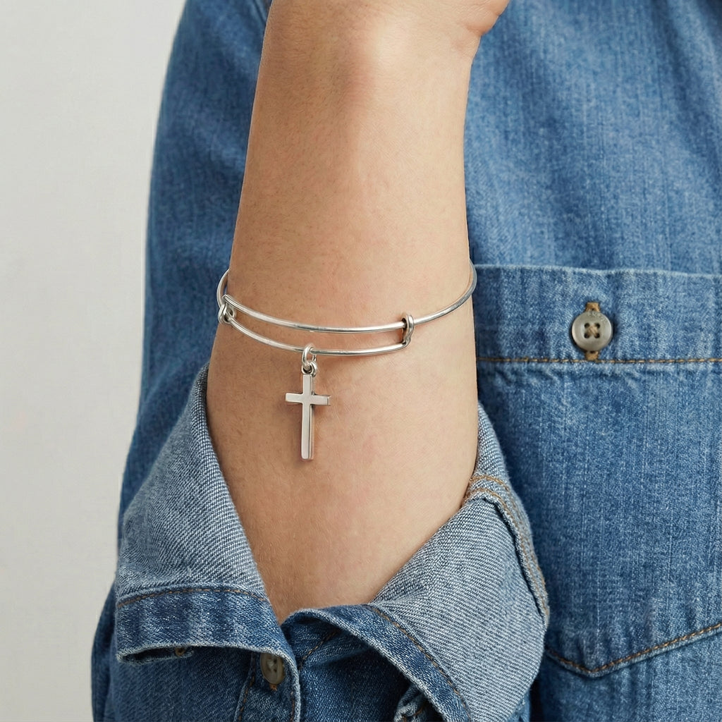 Cross Charm Bangle - Two & Gathered