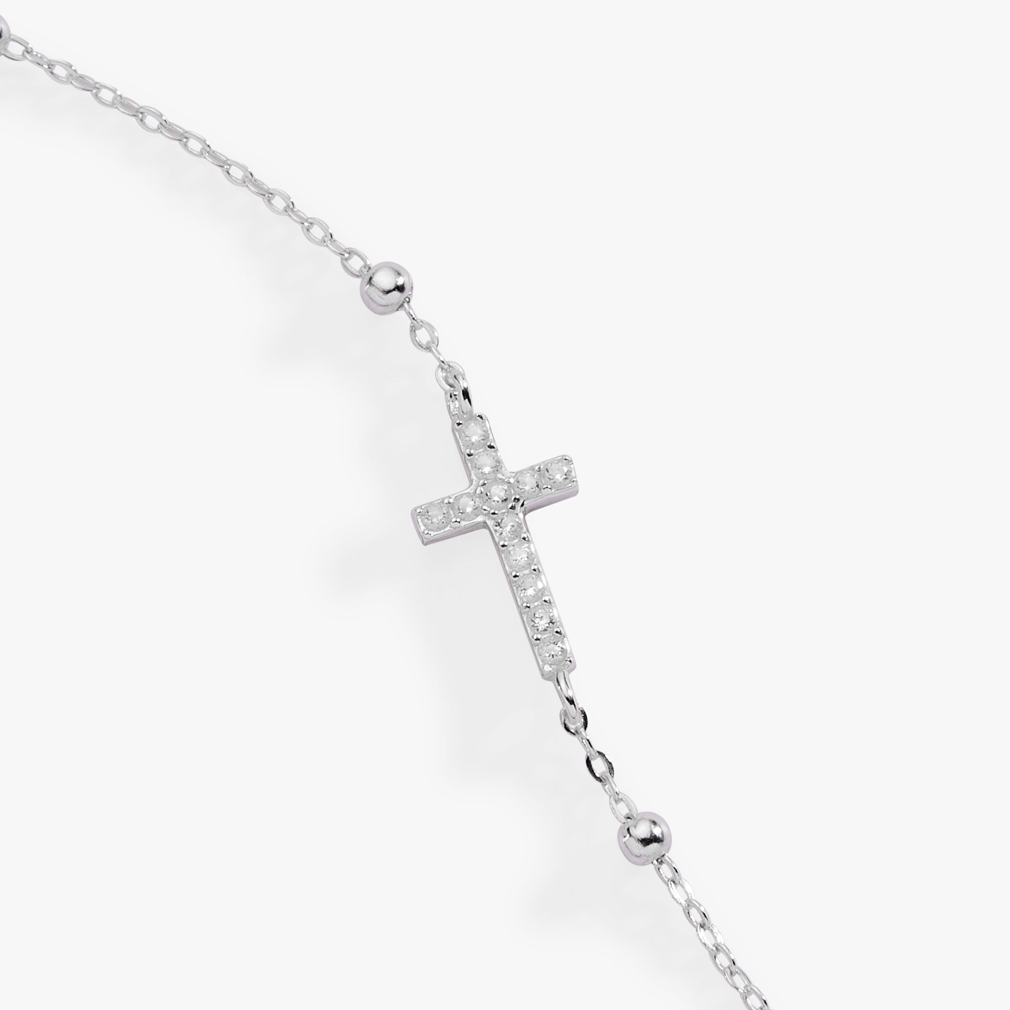 Cross Delicate Pave Crystal Beaded Strand Bracelet - Two & Gathered