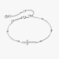 Cross Delicate Pave Crystal Beaded Strand Bracelet - Two & Gathered