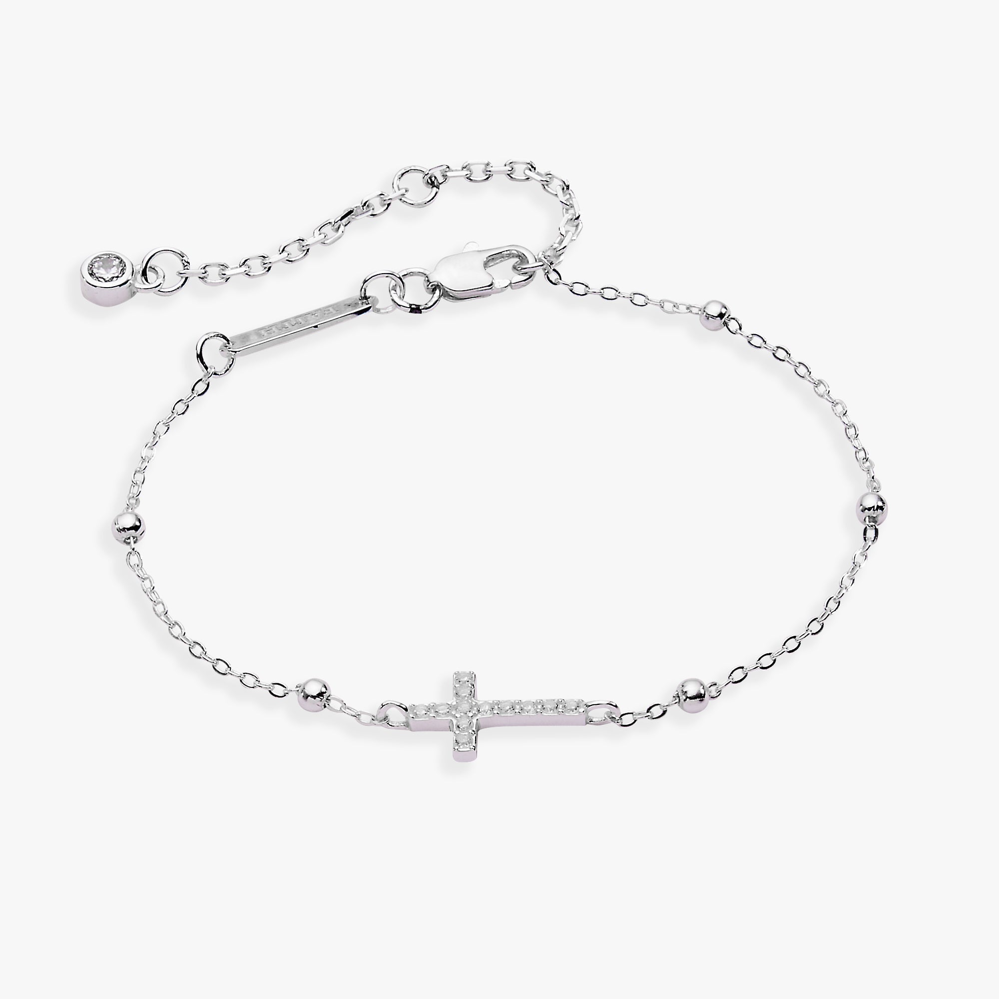 Cross Delicate Pave Crystal Beaded Strand Bracelet - Two & Gathered